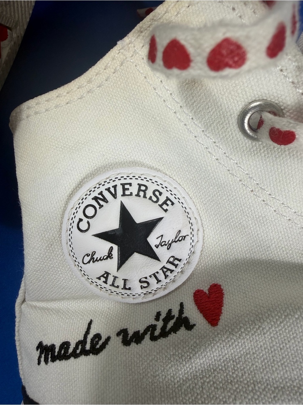 Converse Chuck Taylor All Star High Top Made With Love Hearts White Size 4 - Picture 6 of 8
